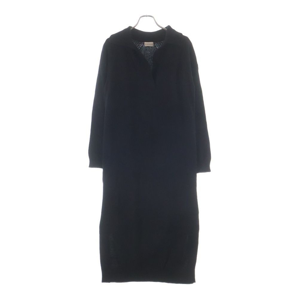 Moncler Shawl Collar Knit Dress Black Sweater
