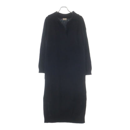 Moncler Shawl Collar Knit Dress Black Sweater