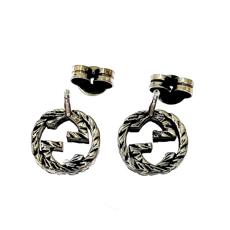 Gucci Silver Interlocking G Earrings 2.8g 925 Engraved 331691 Earrings