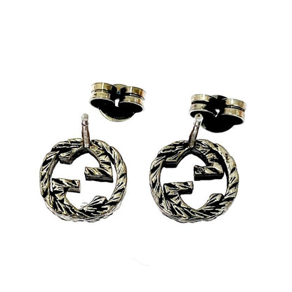 Gucci Silver Interlocking G Earrings 2.8g 925 Engraved 331691 Earrings