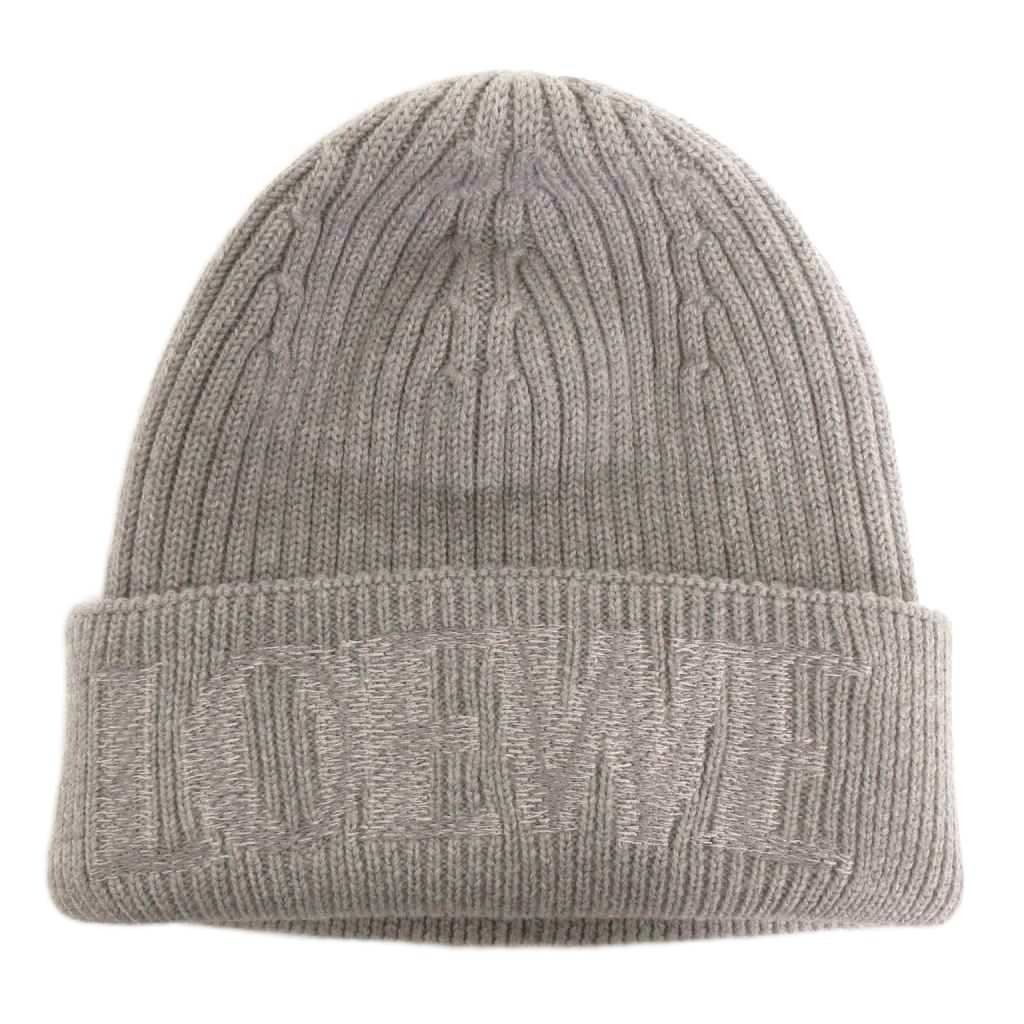 Loewe Knit Hat Ribbed Vinnie Logo Embroidery Wool Gray Sweater