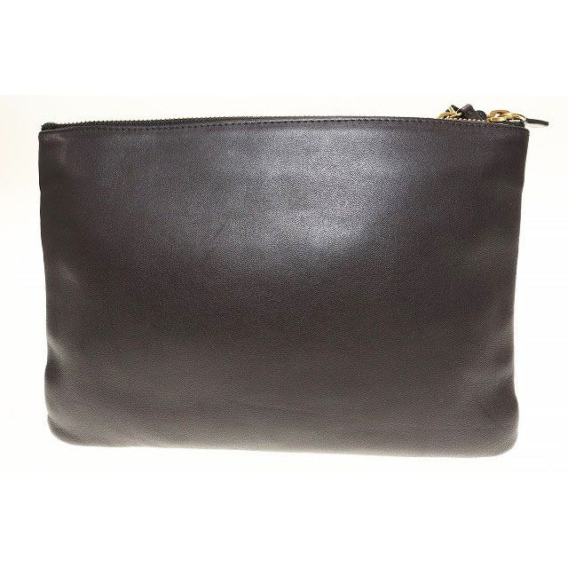 Celine Trio Large Shoulder Bag Pochette Crossbody Leather Pouch Brown Aa — view 2