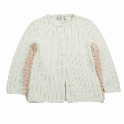 Versace Gianni Mink Knit Cardigan Top Long Sleeve White 40
