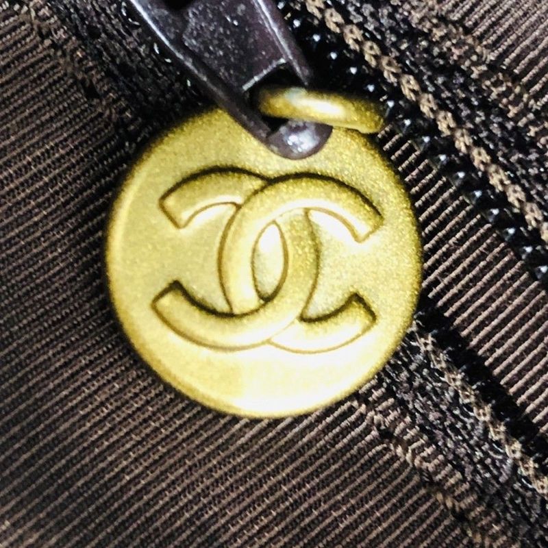 Chanel Tote Bag Denim Blue Coco Mark 5th Shoulder Bag Leather Brown Preowned