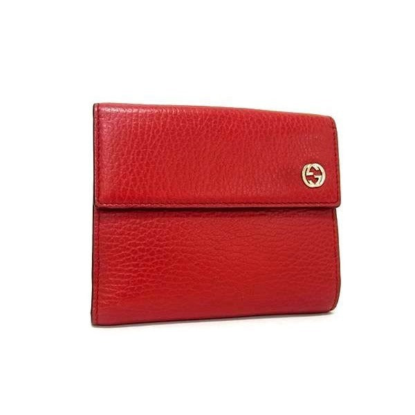 Gucci Fold Wallet Interlocking G W Hook Bifold Red Gold Hardware