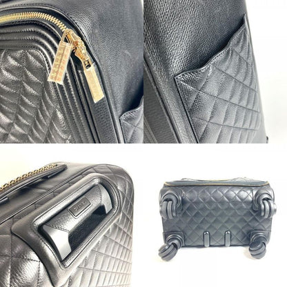Chanel Carry Bag CC Logo Coco Mark Caviar Skin Black