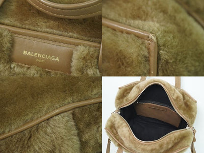 Authentic Balenciaga Bazar Shopper 2WAY Shoulder Bag Handbag Pochette Mouton