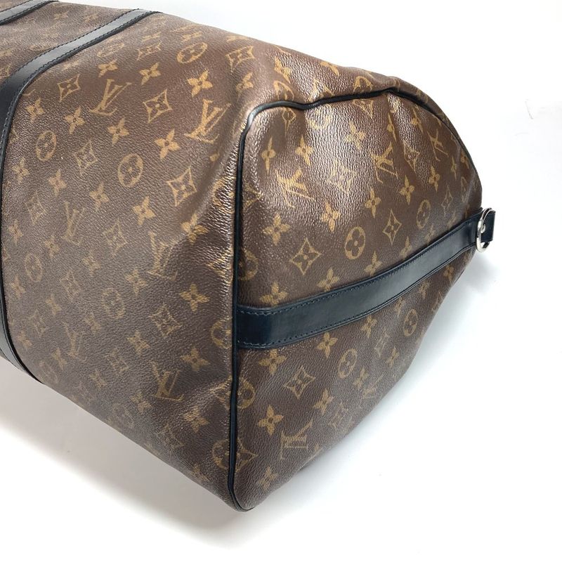 Louis Vuitton Boston Bag Keepall Bandoliere 55 M56714 Monogram Macassar Canvas