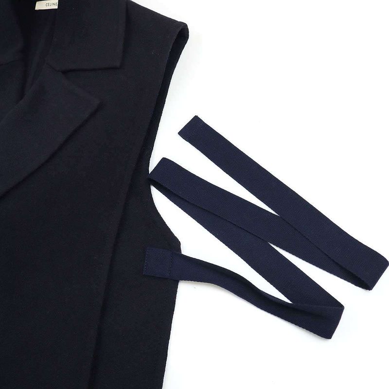 Celine by Phoebe Philo Cashmere Long Vest 2 8p40 6700 Navy 36