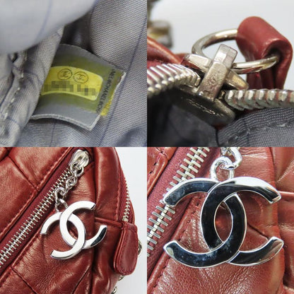 Chanel Shoulder Bag Quilted Coco Mark Lambskin Bordeaux Silver Hardware Chain