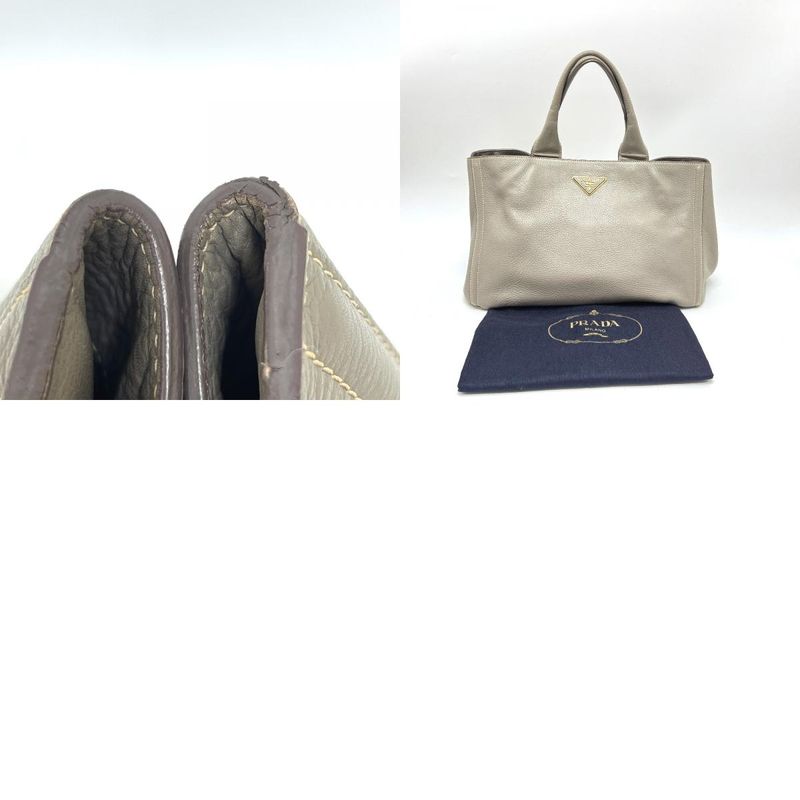Prada Tote Bag Logo Canapa Bn1872 Leather Gray