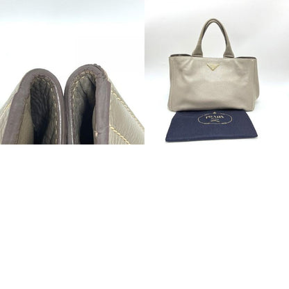 Prada Tote Bag Logo Canapa Bn1872 Leather Gray