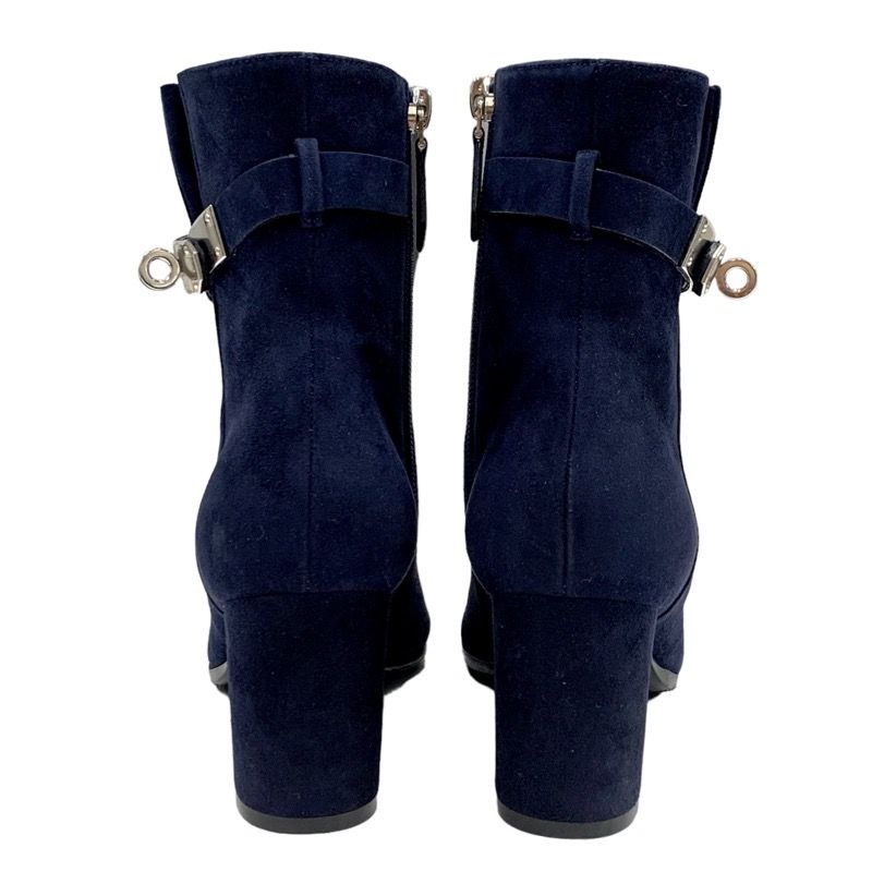 Hermes Saint Germain Boots Short Boots Shoes Kelly Hardware Suede Navy