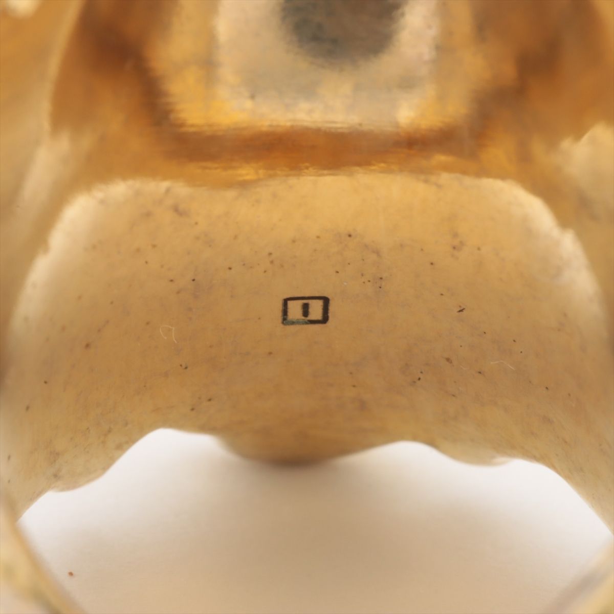 Gucci Michele Era Lion Head Stone Ring Gold Clear