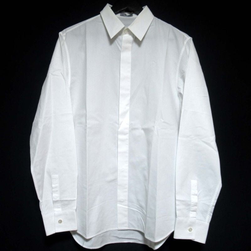 Dior Homme Cannage Pattern Long Sleeve Dress Shirt Size 40 White
