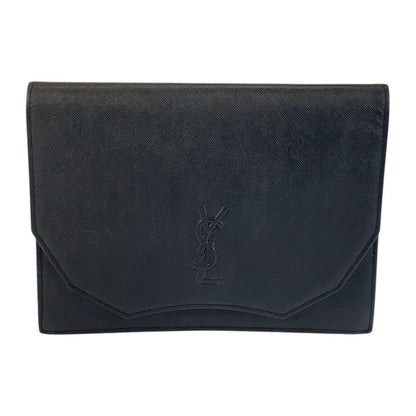 Saint Laurent Yves Vintage YSL Black Leather Clutch