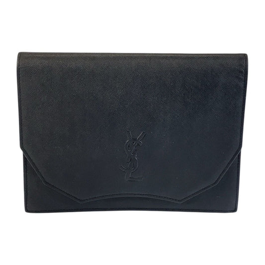 Saint Laurent Yves Vintage YSL Black Leather Clutch