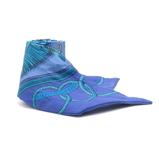 Hermes Twill Scarf Silk Blue