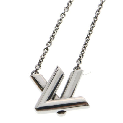 Louis Vuitton Go-14 LV Logo Chain Necklace Silver M01872 Le0274
