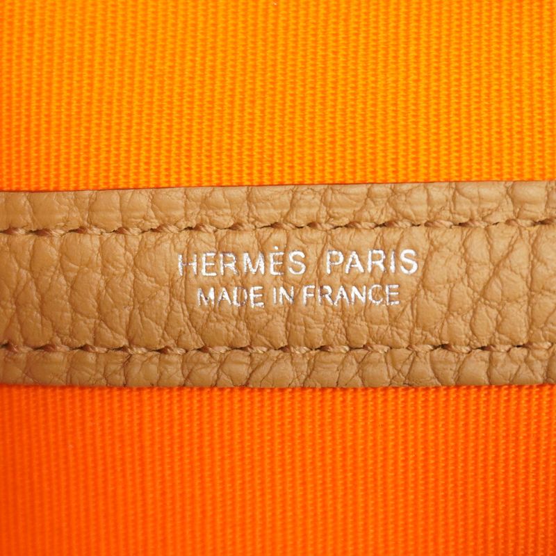 Hermes Tote Garden Party TPM Toile Officier Negonda Orange Biscuit Silver