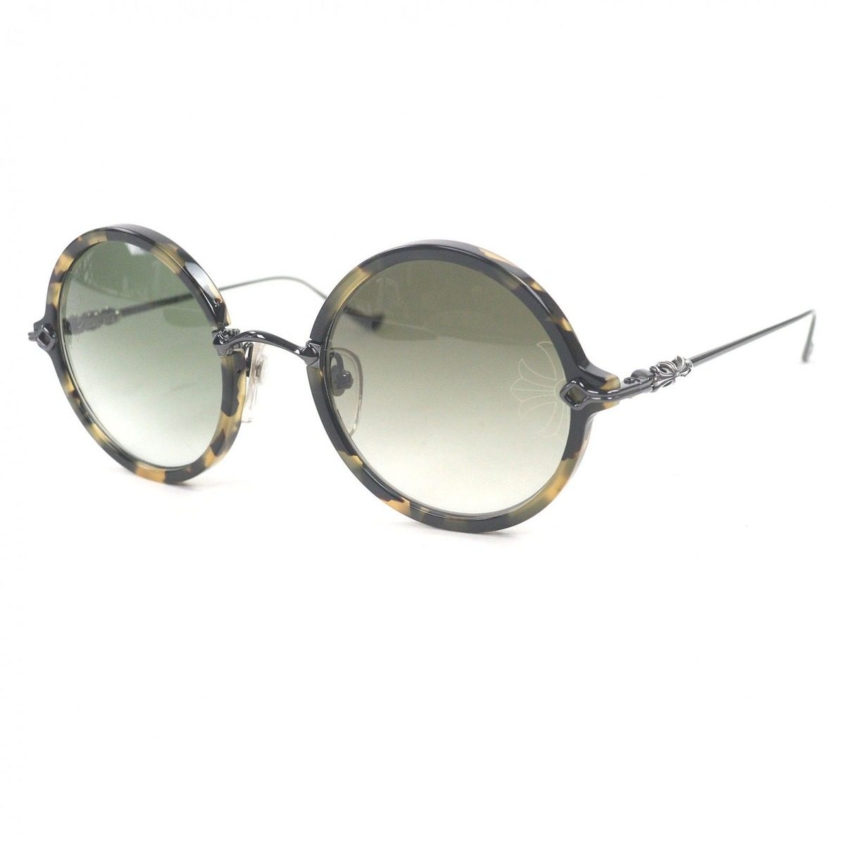Chrome Hearts Moist CH Cross Round Frame Marble Pattern Sunglasses Black Clear