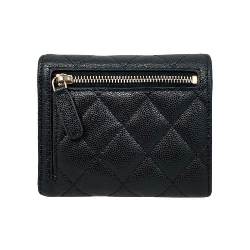 Chanel Trifold Wallet Flap Wallet Ap4175 Matelasse Caviar Skin Coco Mark