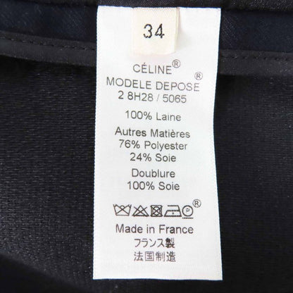 Celine 2 8h28/5065 Phoebe Philo Satin Lapel Crombie Coat Navy Black 34 Made In