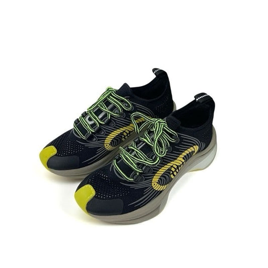 Gucci RUN Sneakers Shoes Fabric Black Yellow Interlocking G Logo