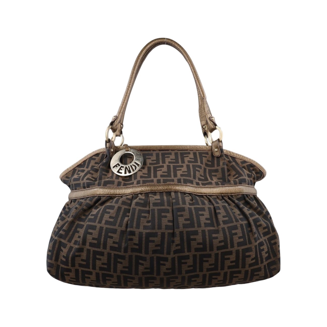 Fendi Zucca Large Chef Brown Canvas Leather Messenger Bag