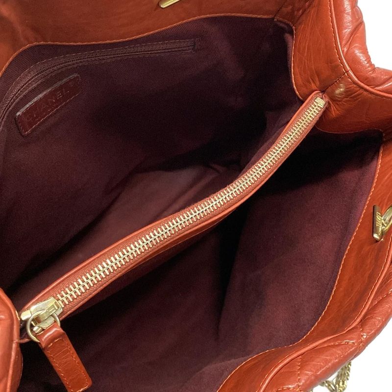 Chanel Matelasse Red Mademoiselle Chain Vintage Gold Hardware Leather Tote Bag