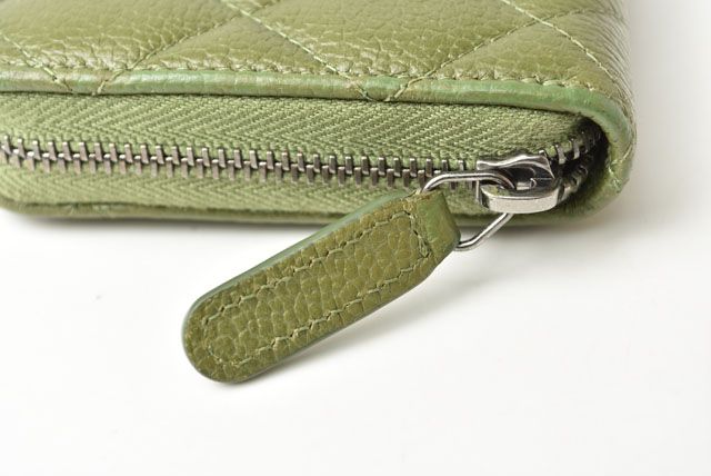 Chanel Wallet Medium Wallet Quilted Matelasse Caviar Skin Moss Green 230928-ch