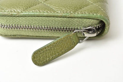 Chanel Wallet Medium Wallet Quilted Matelasse Caviar Skin Moss Green 230928-ch