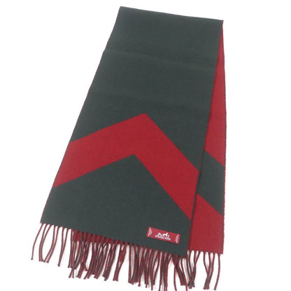 Hermes 100% Cashmere Fringe Shawl Scarf Green Bordeaux With Box Made In