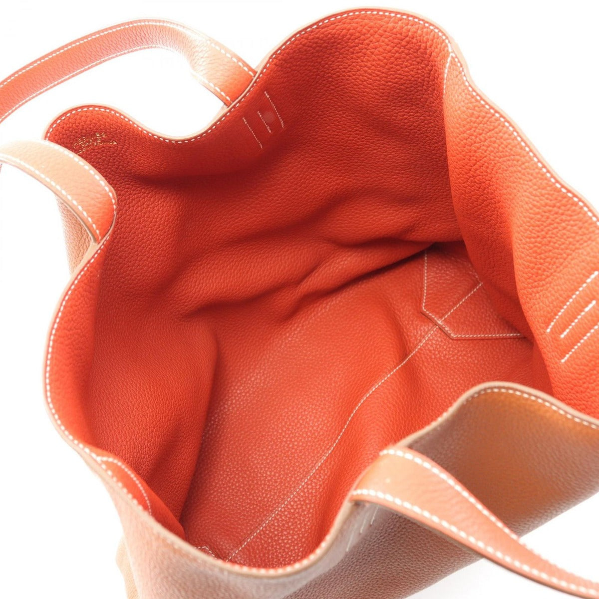 Hermes Tote Double Sens 45 Sanguine Fauve Leather Sanguinu Brown Bold — view 3