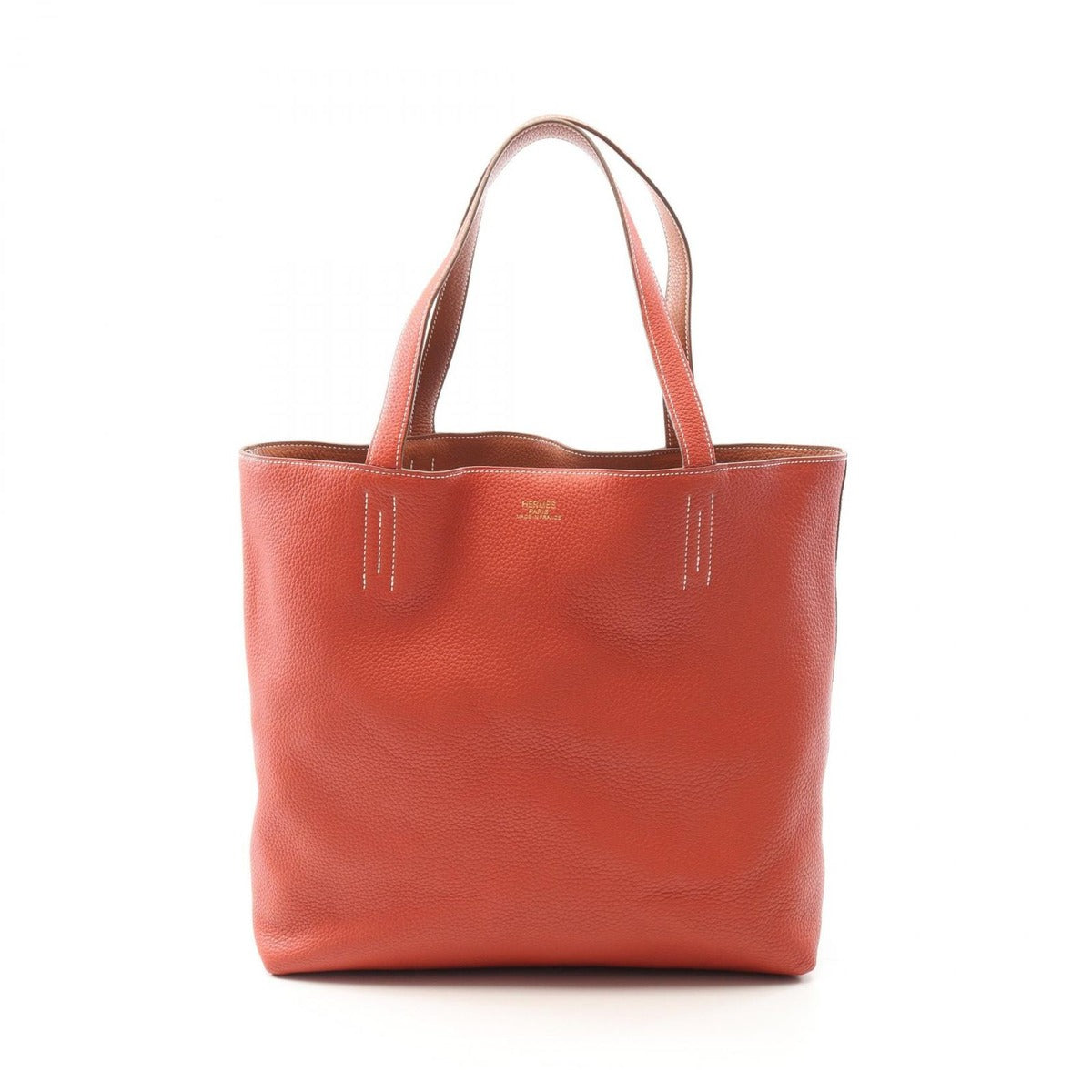Hermes Tote Double Sens 45 Sanguine Fauve Leather Sanguinu Brown Bold — view 6