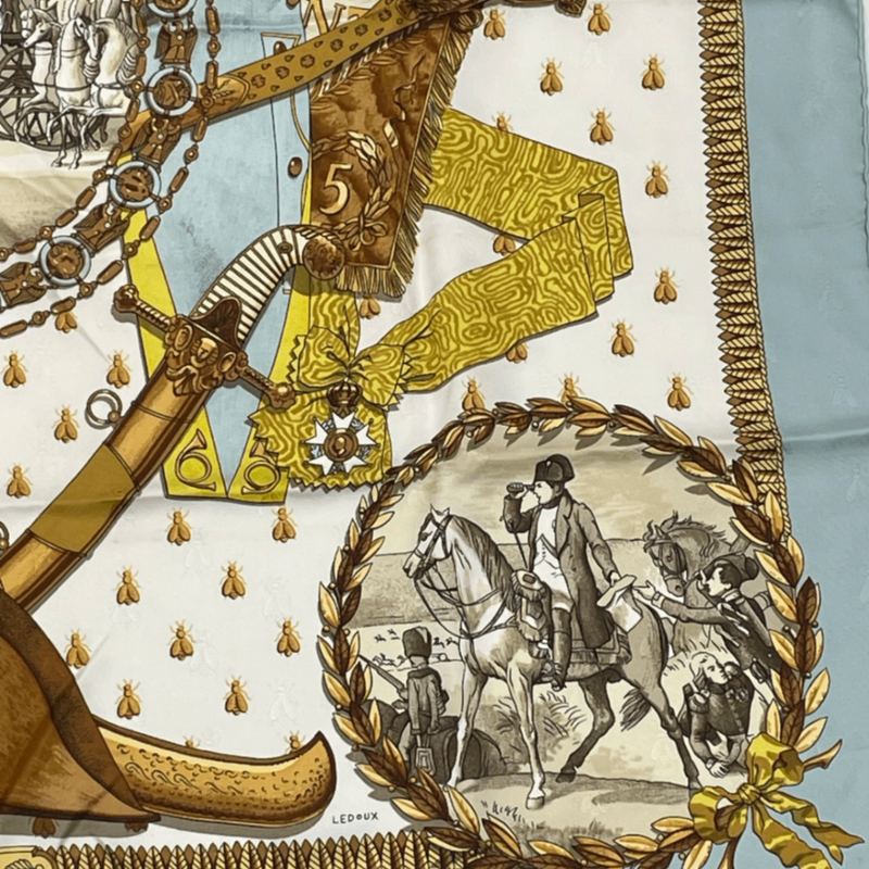Hermes Carre 90 Napoleon Hermes Napoleon Blue And Multicolor 100% Silk Scarf