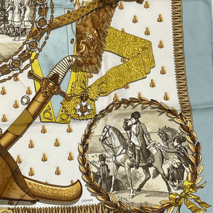 Hermes Carre 90 Napoleon Hermes Napoleon Blue And Multicolor 100% Silk Scarf