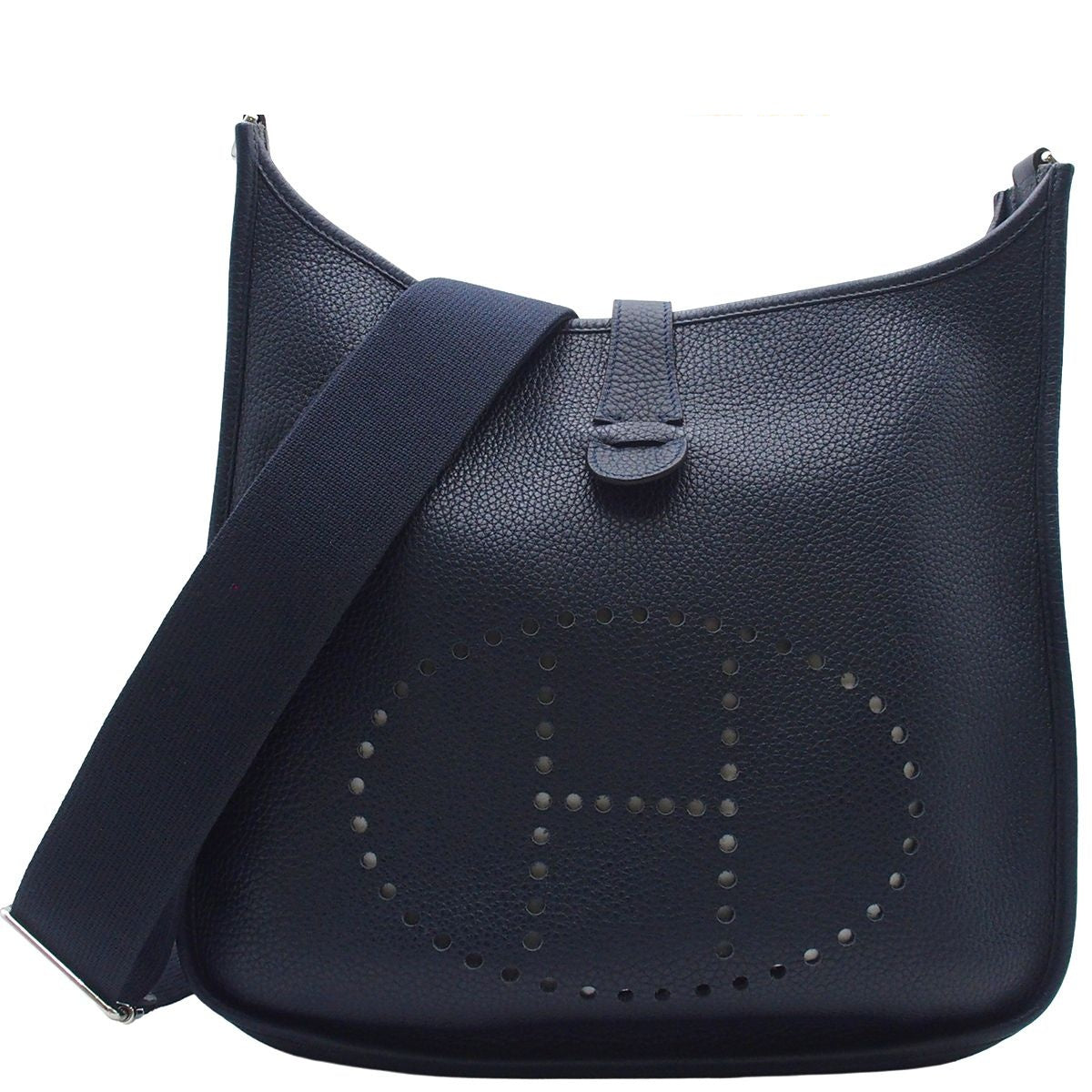 Hermes Evelyne 3 GM Blue Nui Silver Taurillon Clemence Shoulder Bag