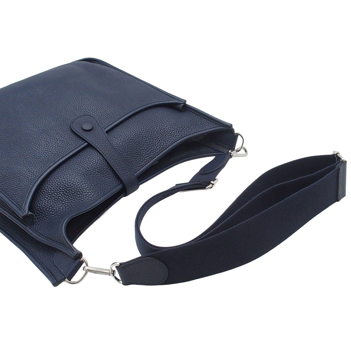Hermes Evelyne 3 GM Blue Nui Silver Taurillon Clemence Shoulder Bag — view 4