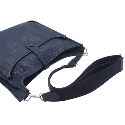 Hermes Evelyne 3 GM Blue Nui Silver Taurillon Clemence Shoulder Bag — view 4