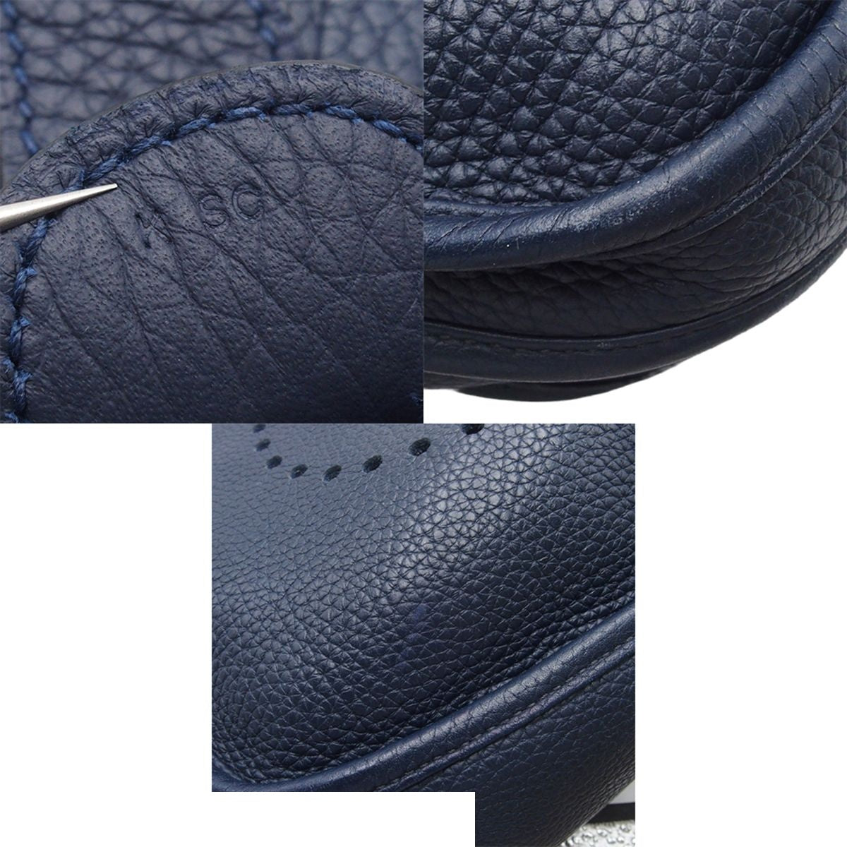 Hermes Evelyne 3 GM Blue Nui Silver Taurillon Clemence Shoulder Bag — view 7
