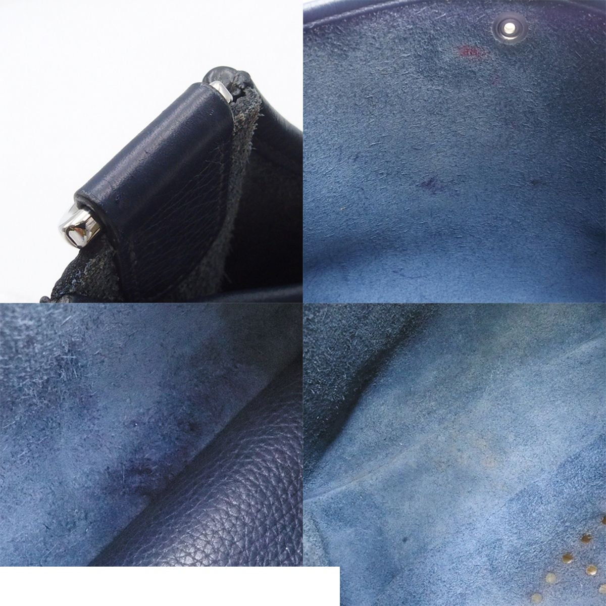 Hermes Evelyne 3 GM Blue Nui Silver Taurillon Clemence Shoulder Bag — view 8