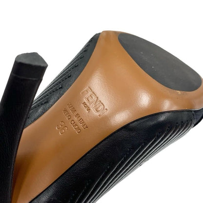 Fendi Rococo Boots Short Boots Shoes Fabric Leather Black White Black Logo Sock