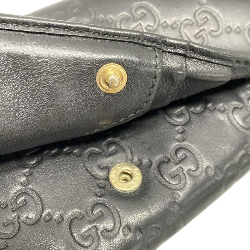 Gucci Long Wallet Stripe Line Metal Bar 244946 Black Leather