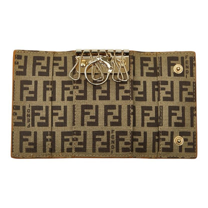 Fendi Zucchino Key Case 6-ribbon 8ap002 Orange Leather Women's Fendi