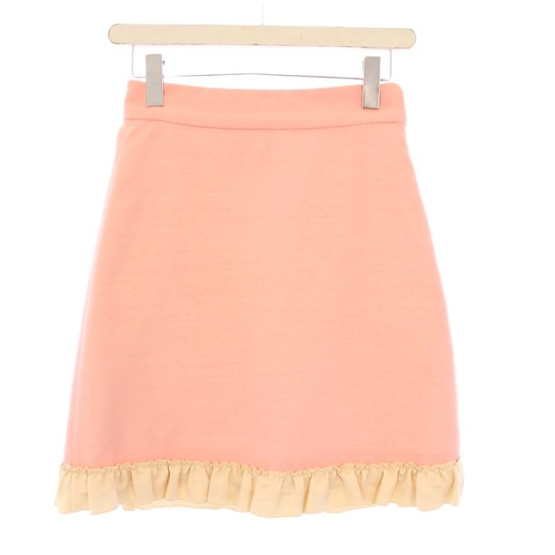 Gucci Tight Skirt Knee Length Ruffle Pink KH