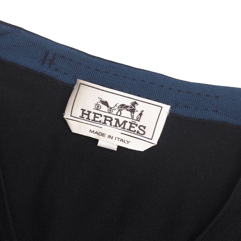 Hermes Sweater Size XL Long Sleeve Knit V-neck Light Hand [recommended] Made In