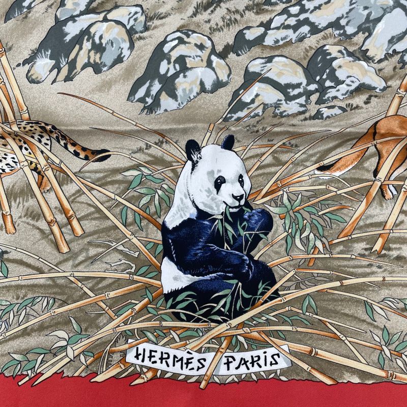 Hermes Carre 90 Sichuan Silk Scarf With Orange Animal Box