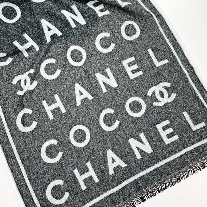 Chanel Stole Gray Here Mark 82% Cashmere 18% Silk Women's