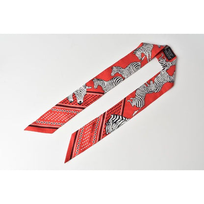 Hermes Twilly Scarf Gibra Motif Red Multi — view 5
